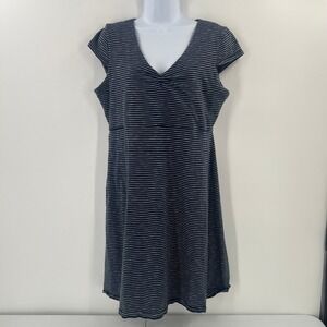 TOAD&CO Rosemarie Dress L Tencel Organic Cotton Stripe V-Neck Eco Travel